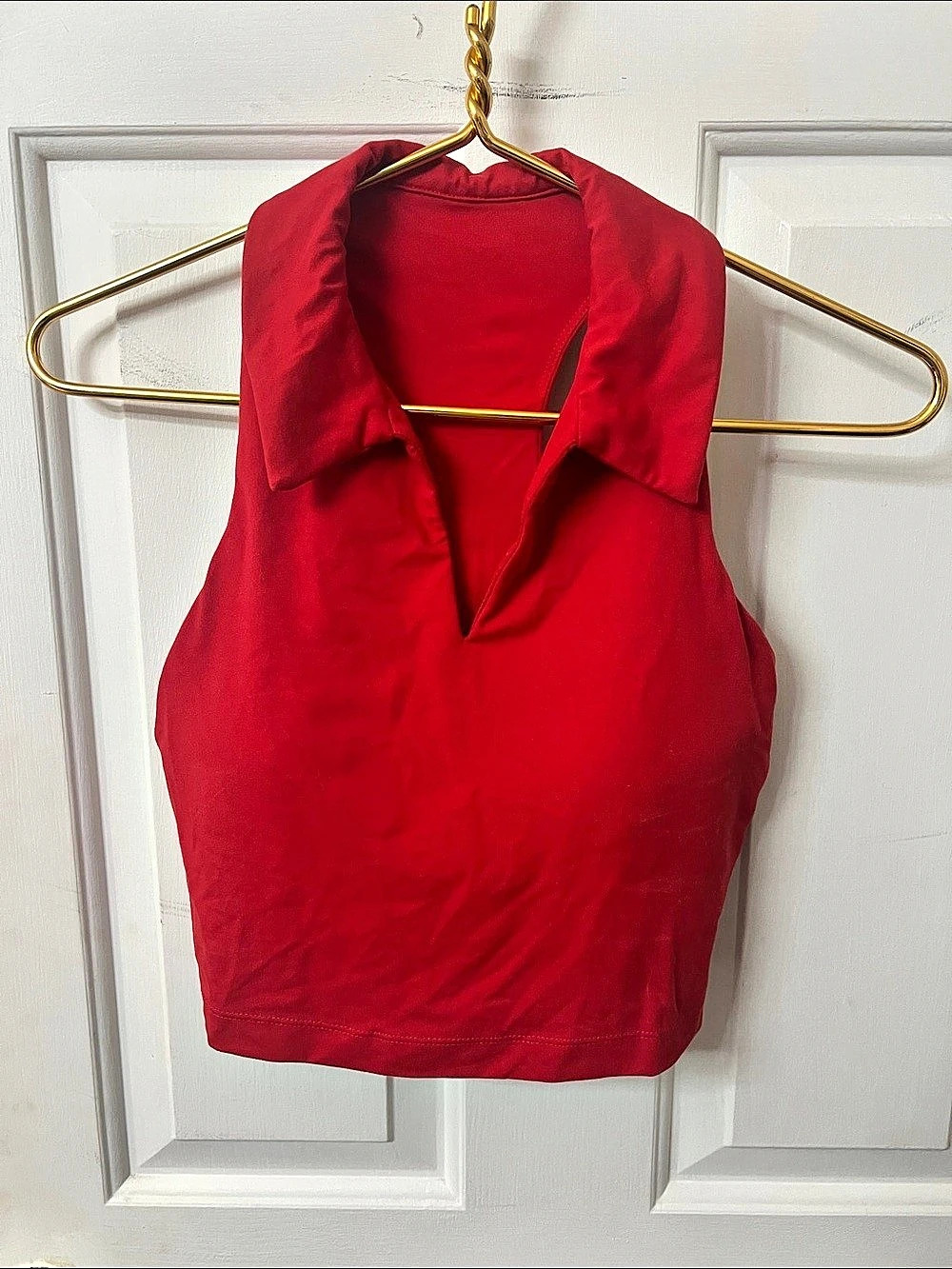 RM Red Collared Sleeveless Top Size Medium